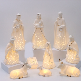 CERAMIC CHRISTIAN DECOR WITH LED LIGHT